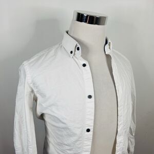 Reserved XS Slim Fit Oxford Shirt White Elbow Patches 100% Cotton Button Down